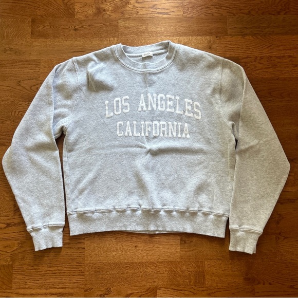 Brandy Melville John Galt Gray Crewneck Sweatshirt Waffle Los Angeles California - Picture 1 of 5